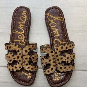 Sam Edelman Brown and Tan Animal Print Slides